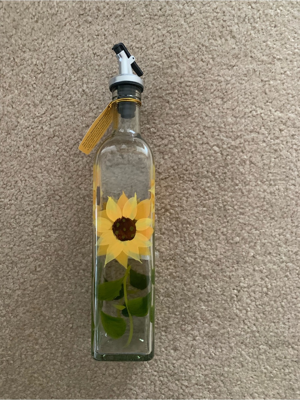 Hand-Painted Sunflower Olive Oil Bottle